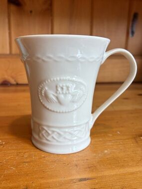 Belleek White Ceramic Piece with Gold Marking
